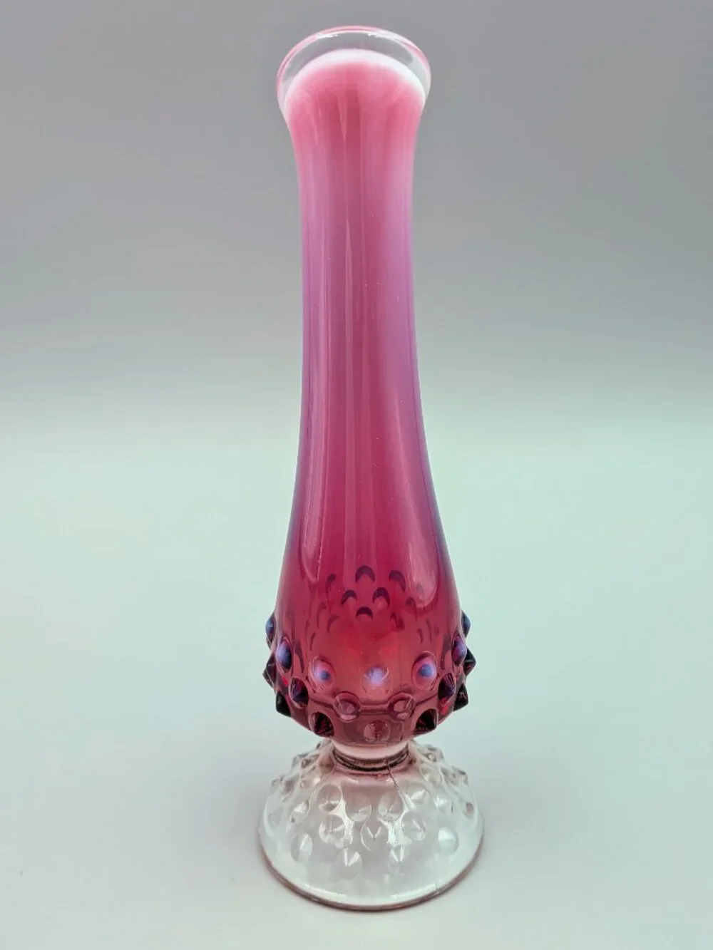 Vintage Fenton Plum Opalescent Hobnail  Bud Vase - Mid Century Art Glass